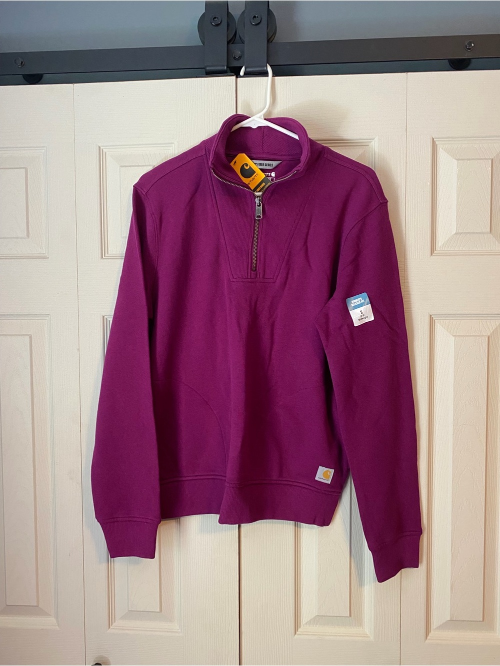 Carhartt Magenta Quarter-Zip Relaxed Fit Sweatshirt